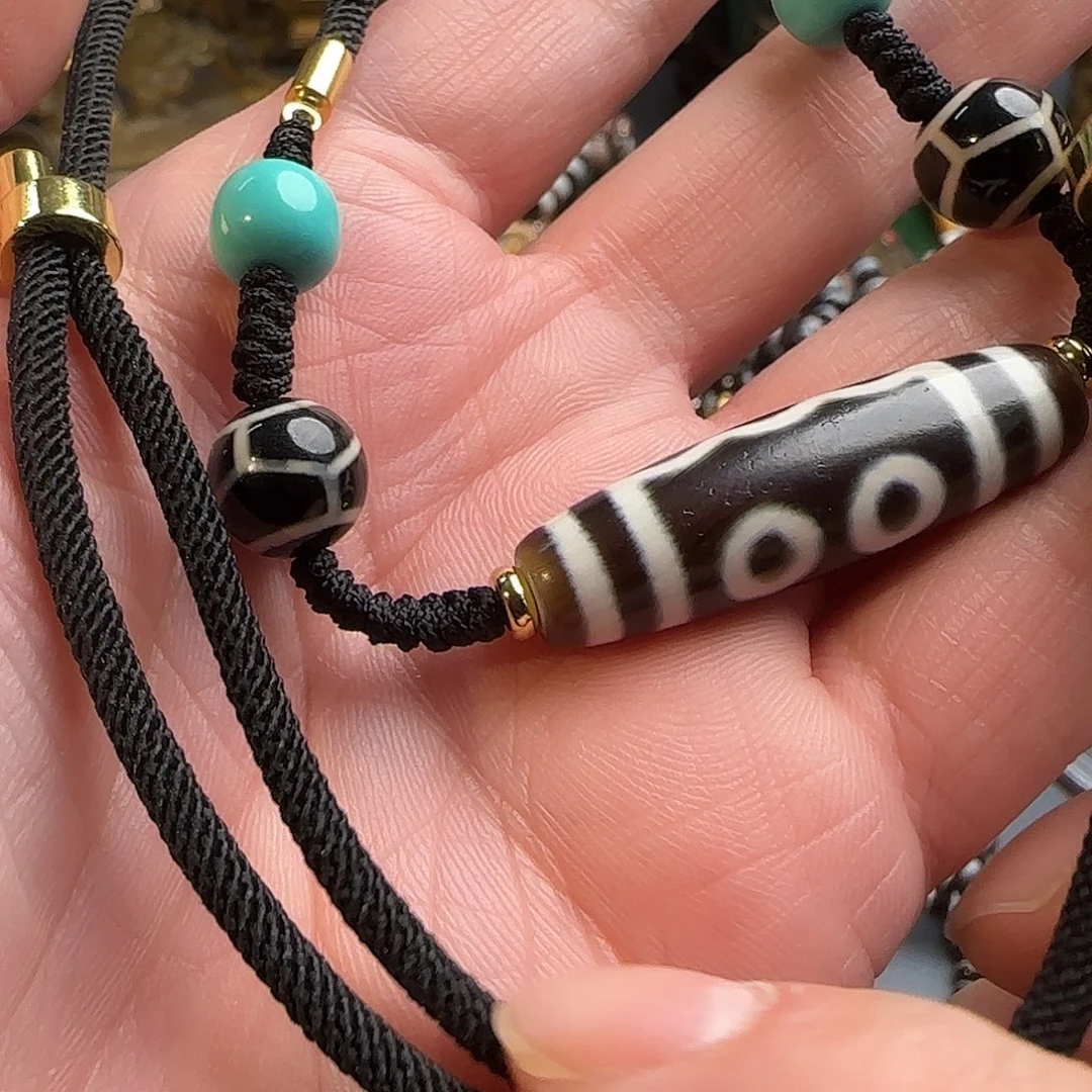 玛瑙/玉髓合金颈饰五路财财眼 套装