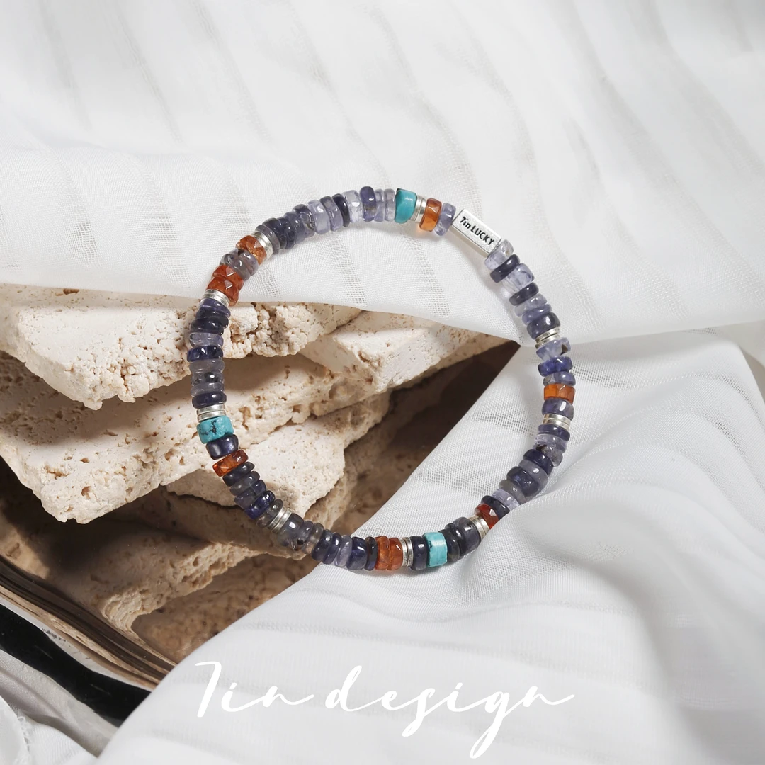 925银手链 7in旗舰店【清秋】原创设计复古手作蓝色百搭时尚手链