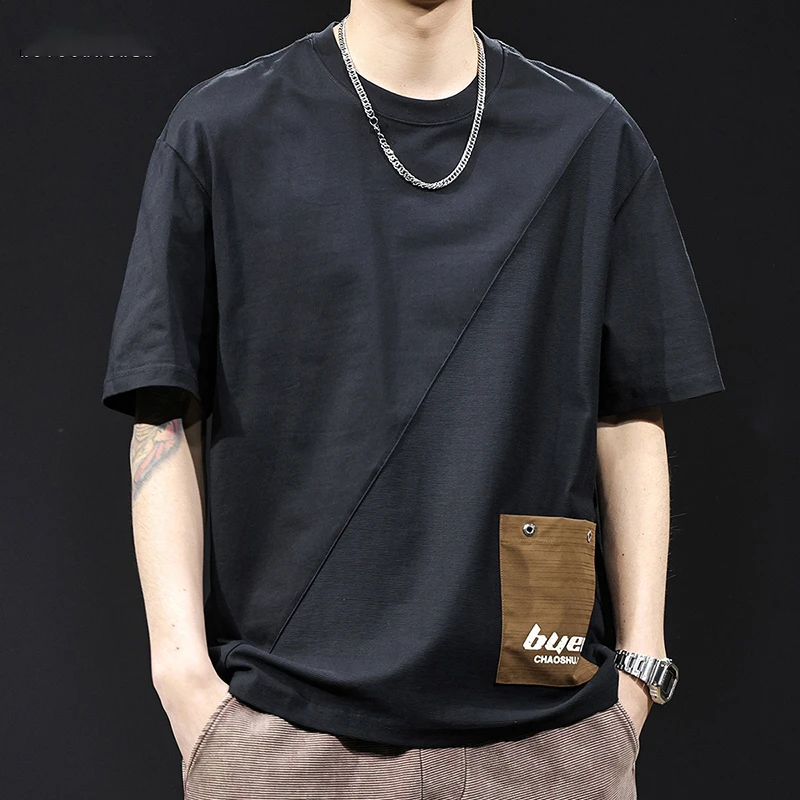 LEIGHZ/雷茨重磅口袋短袖t恤男新款大码高端衣服美式上衣体恤男装