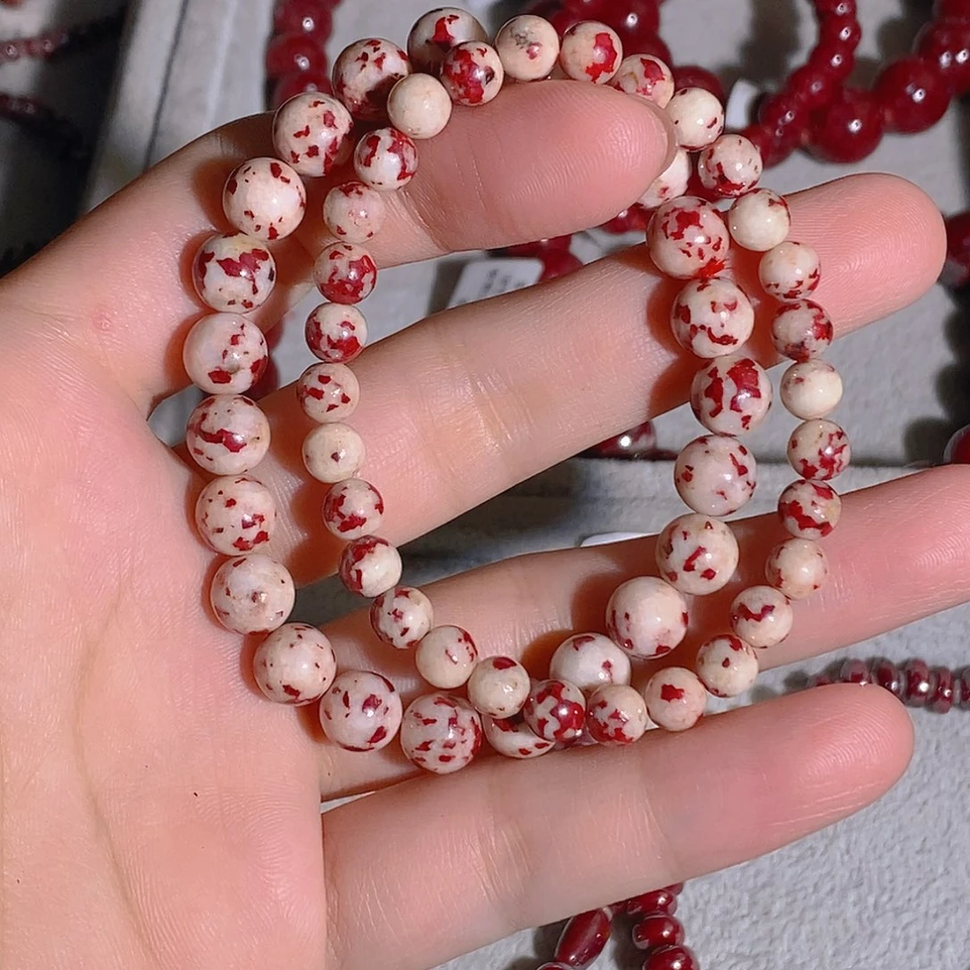 天然辰砂满天星原石手串