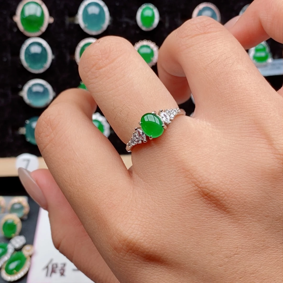 银S925镶嵌戒指翡翠