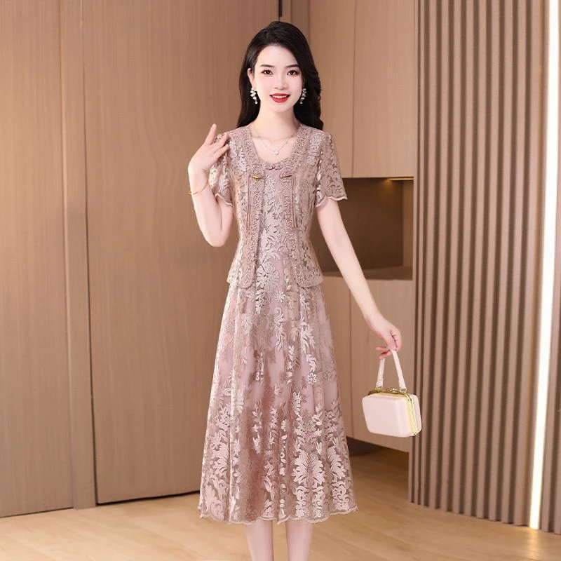 喜婆婆连衣裙2025新款女夏季气质名媛女神范高级感轻奢品牌两件套