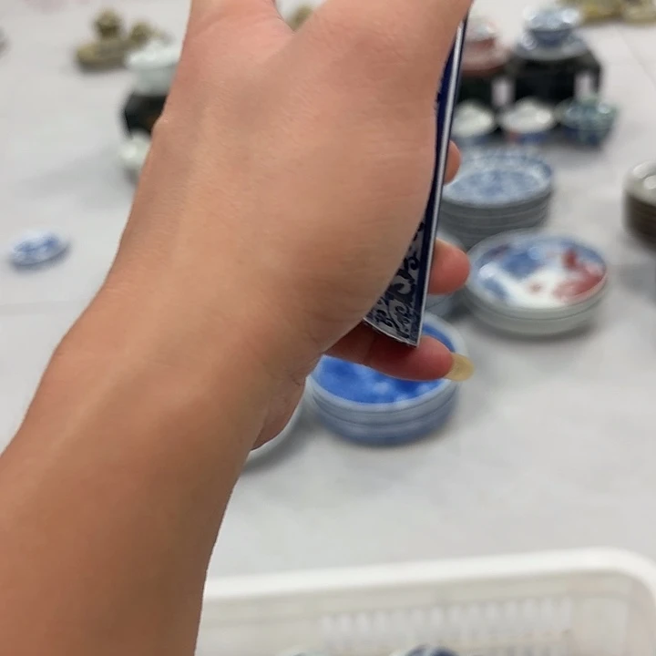 瓷片青花宝相普洱杯景德镇