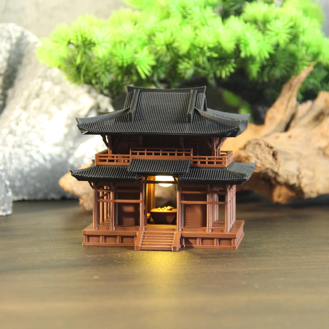 古风建筑摆件临风楼楼阁凉亭鱼缸水陆缸假山微景观造景带灯摆件