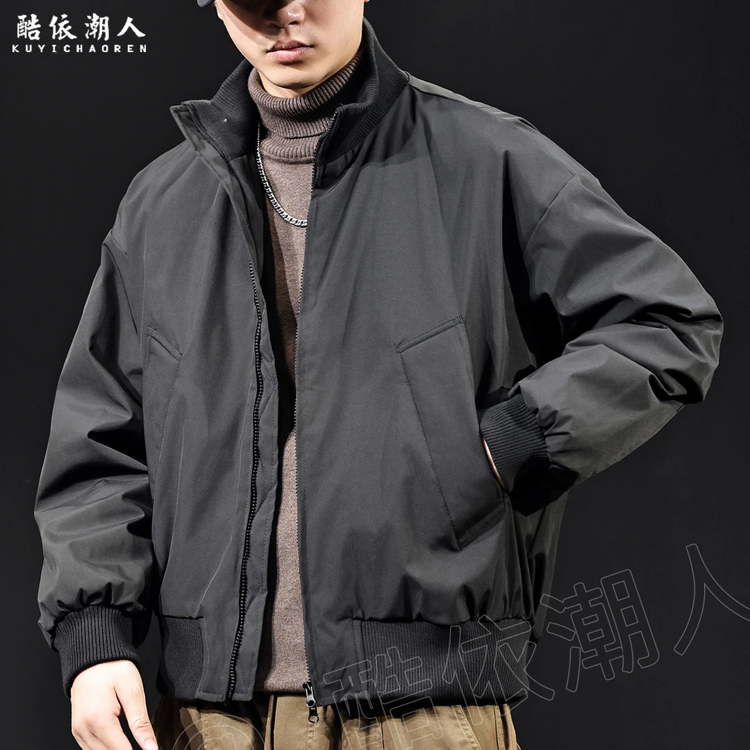 酷依潮人美式鸭绒立领羽绒服男冬季2025新款加厚保暖男士工装外套