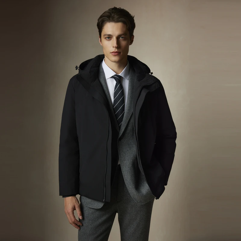 【防水90鹅绒】SCOFIELD男冬新款时尚休闲拆卸连帽保暖羽绒服