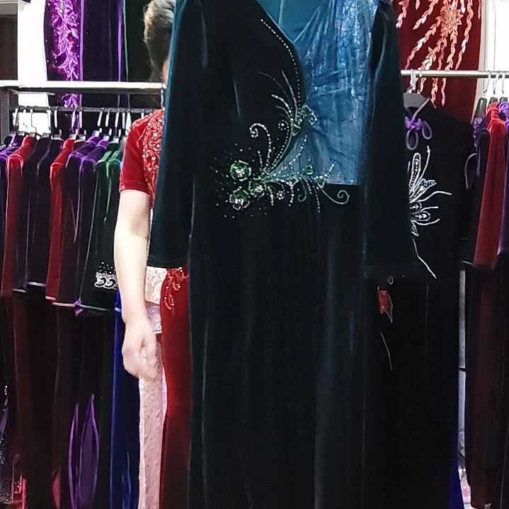 梦***航湖水蓝色v领重工长款礼服鱼尾裙l码