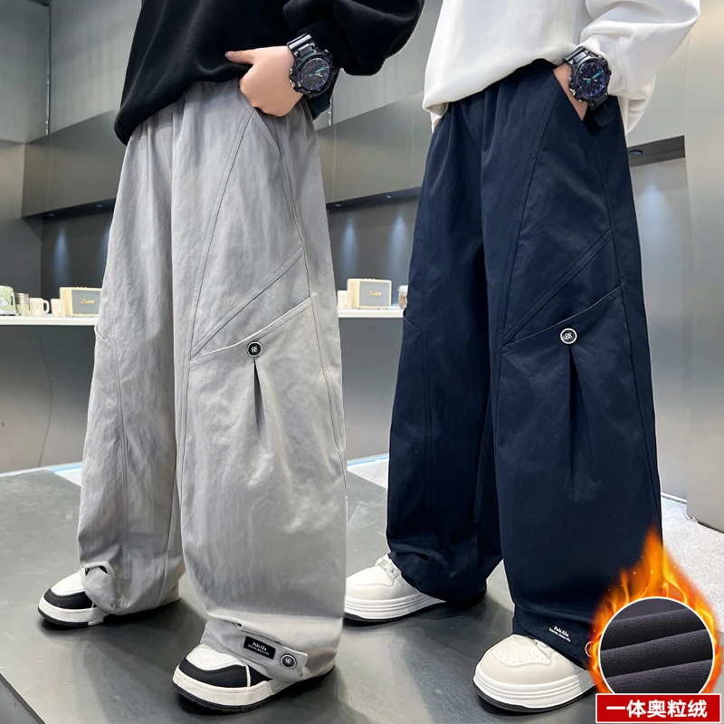 童装男童加绒裤子秋冬款儿童户外工装裤冬装保暖2025新款韩版长裤