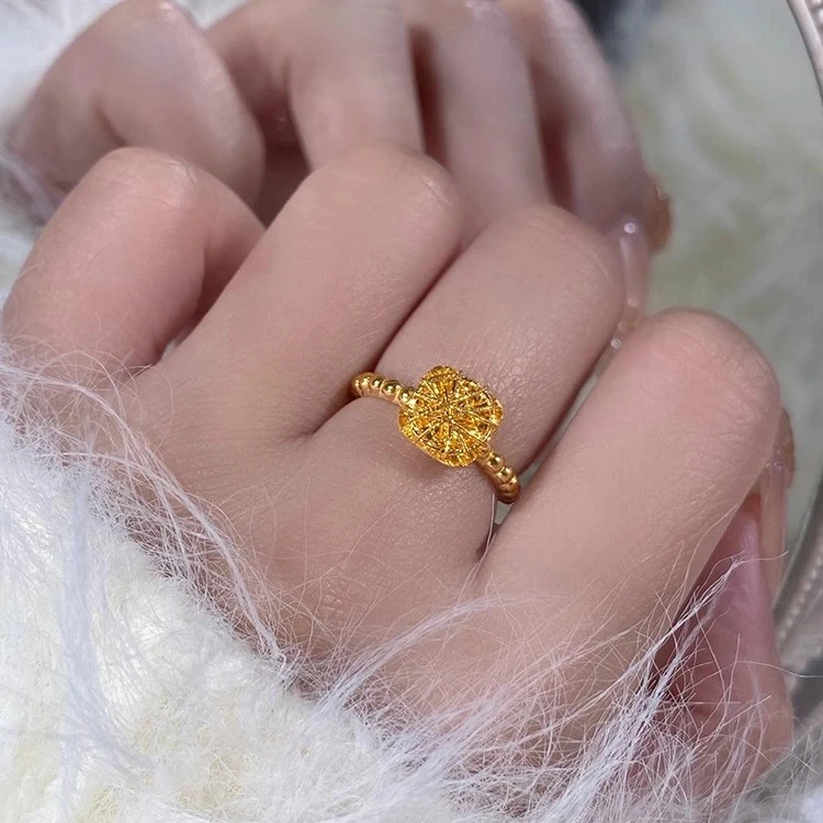 足银戒指 拉丝方糖戒指女款气质时尚百搭