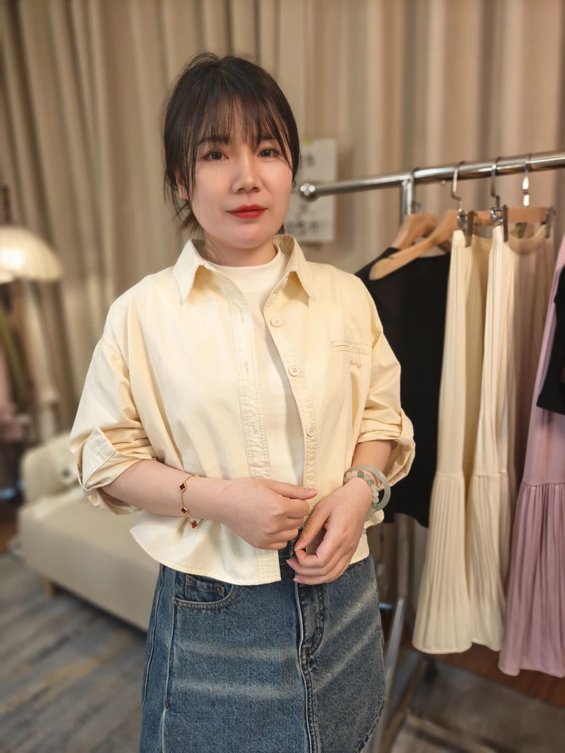 女士衬衣长袖百搭春夏简约衬衫时尚休闲宽松纯色梭织翻领春季秋季