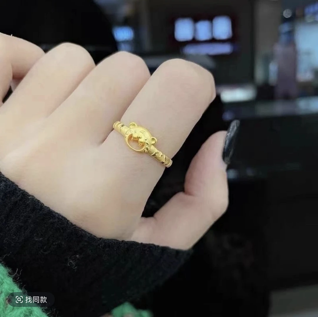 合金戒指 钛钢戒指  小老虎戒指开口设计虎年指环甜美气质戒指女