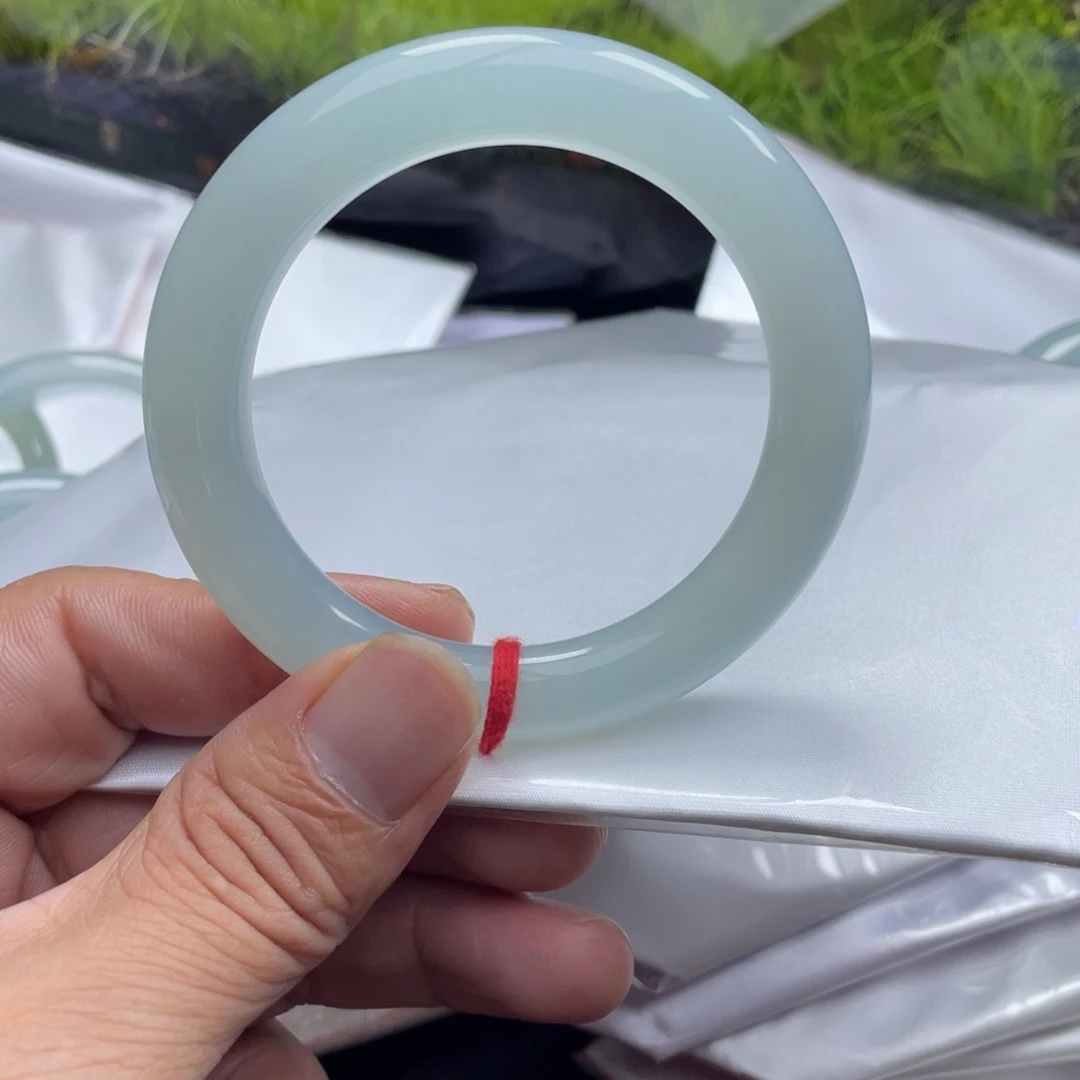 翡翠未镶嵌手镯56糯冰晴水种老肉细起胶光