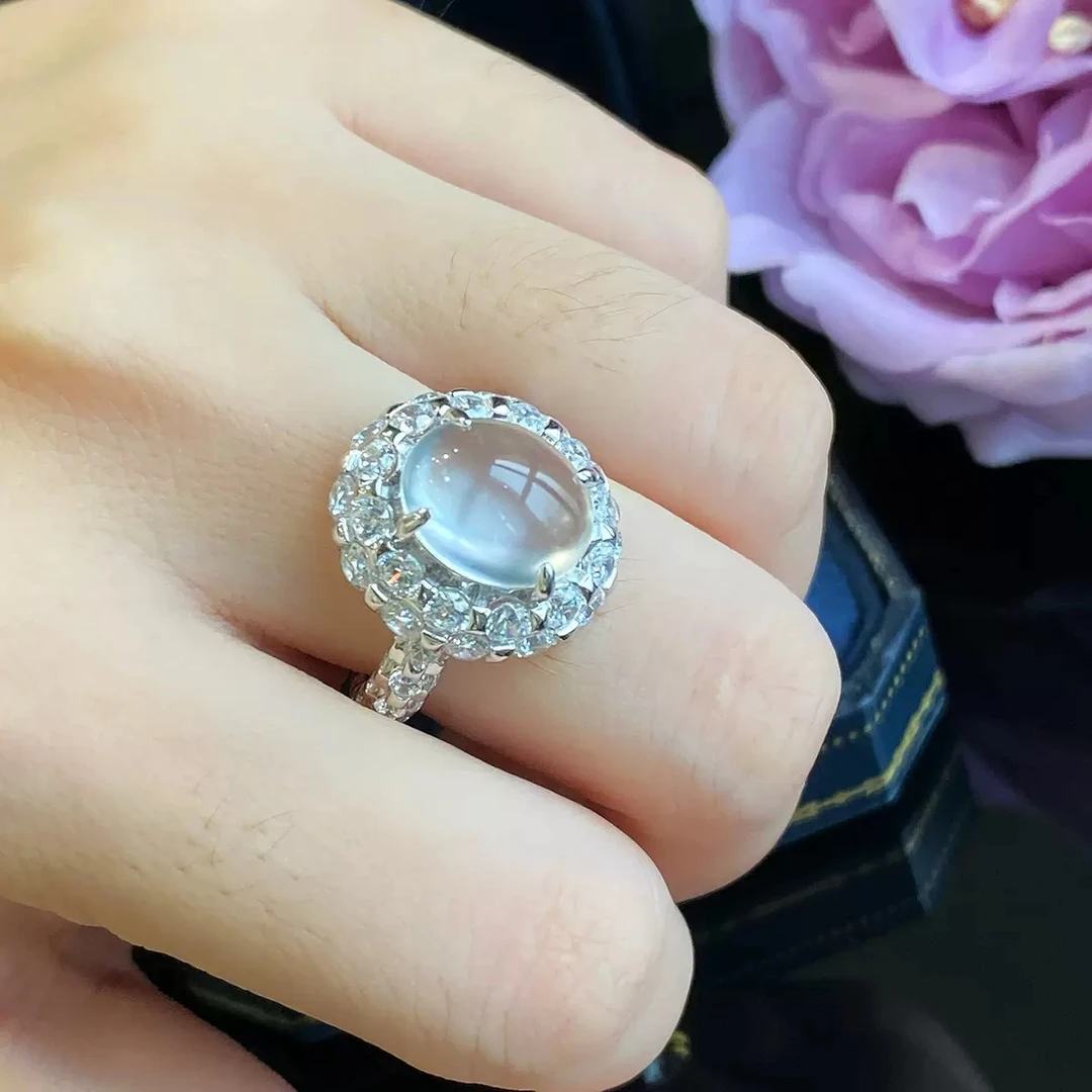 铜合金锆石戒指 璀璨姐妹冰透气质轻奢满钻开口戒指KL012