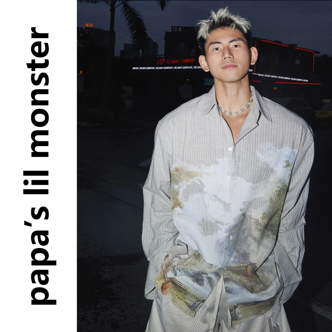 Papaslilmonster【老钱水墨画】夏日棉麻混纺条纹宽松长袖衬衫男