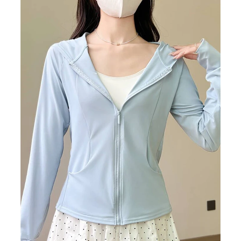 醉梓菡冰丝凉感防晒衣女夏薄款防紫外线修身防晒服户外运动外套