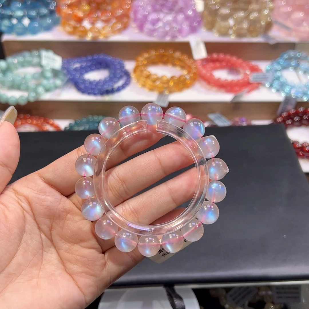 *****长石未镶嵌手链高货粉月光11.3mm