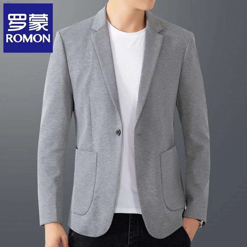 罗蒙潮流休闲运动西服男士高品质商务正装外套品牌西装高能感上衣