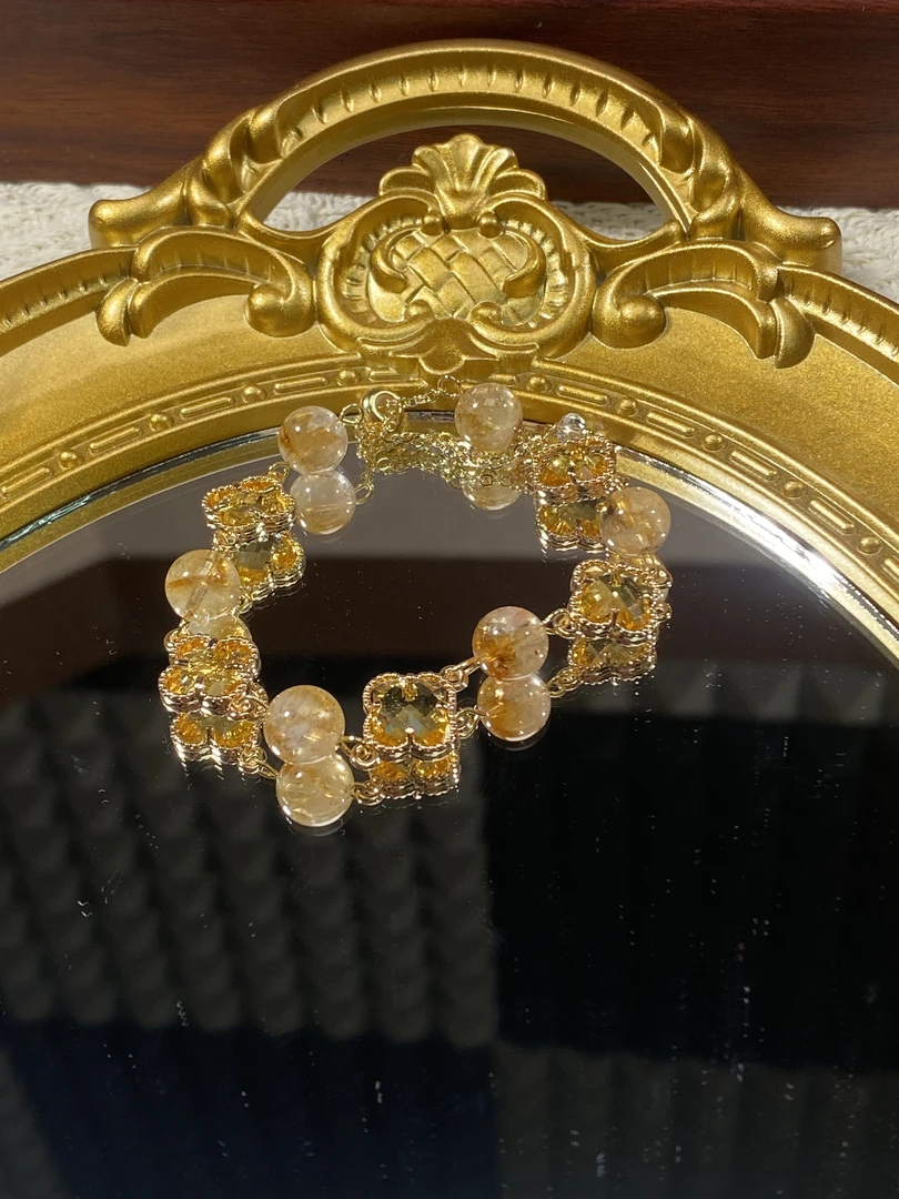 HY10001【财生花】天然黄水晶切面黄水晶