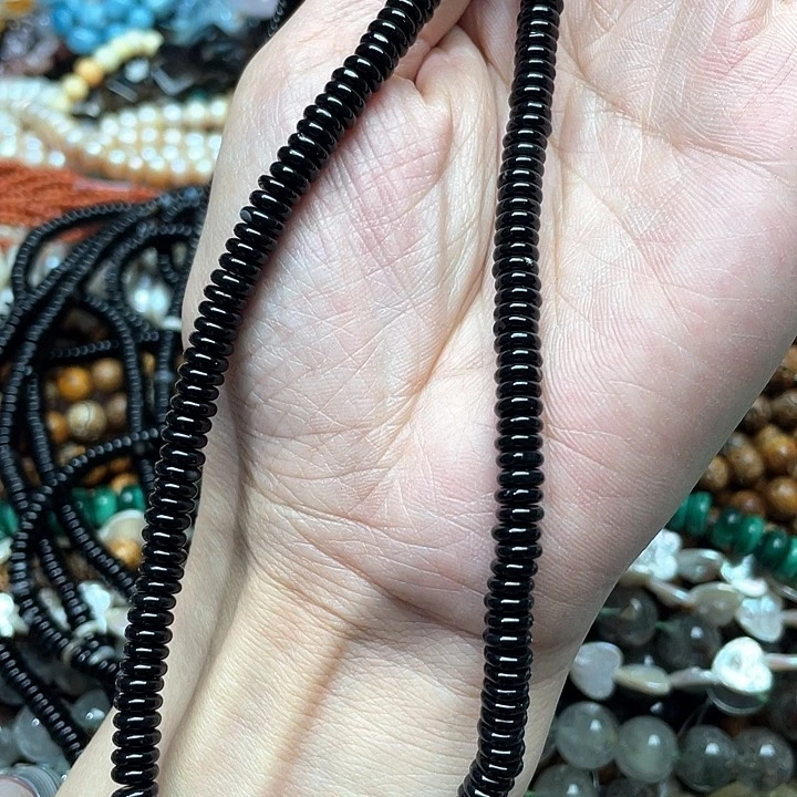 玛瑙/玉髓合金珠宝半成品一条6mm黑玛瑙算盘