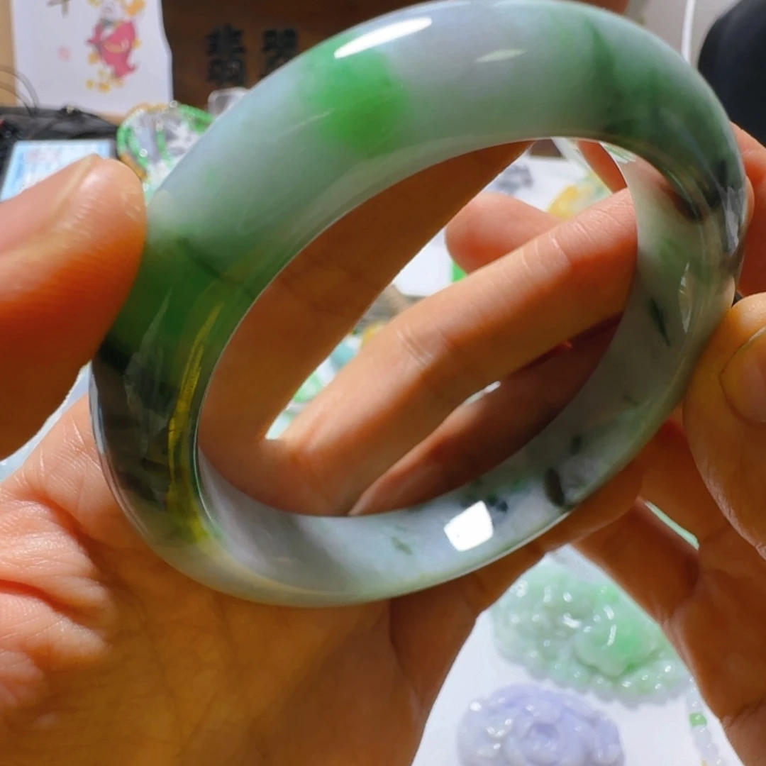 清***荷翡翠未镶嵌手镯翡翠460