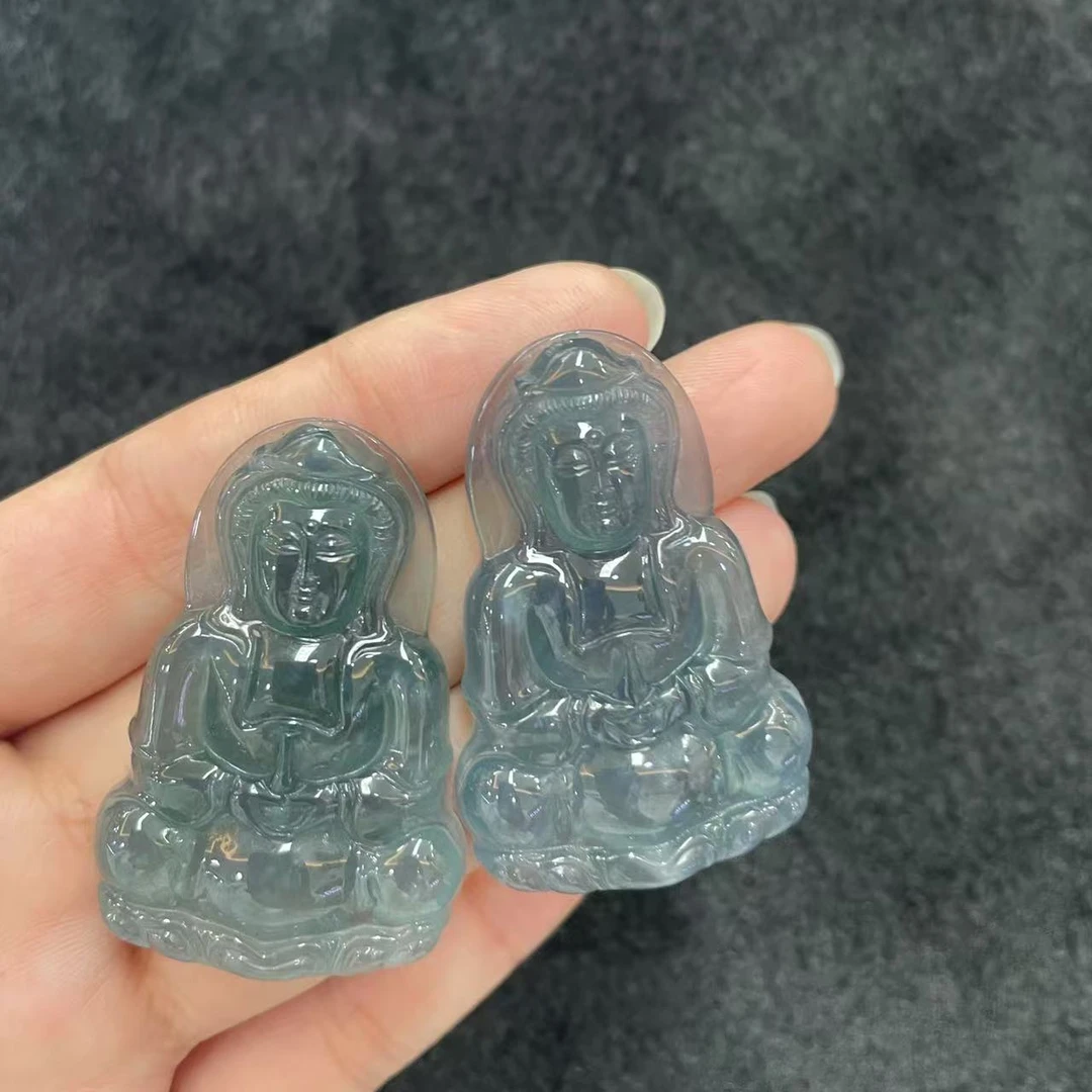 【玉经纶】32188/Q29-天然A货翡翠观音吊坠-多样性发其一