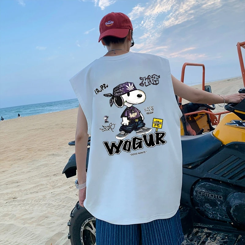 美式纯棉坎肩背心男宽松大码休闲运动无袖t恤百搭上衣潮牌青少年