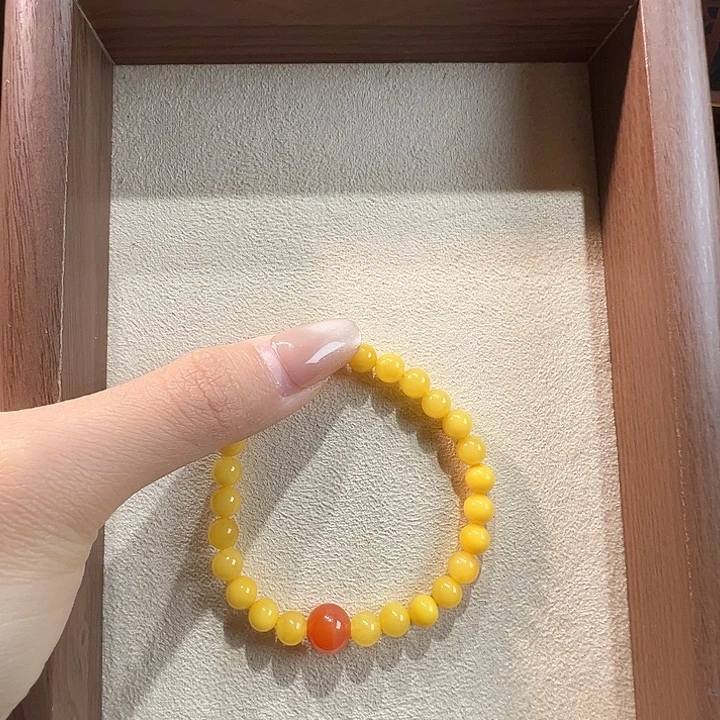 蜜蜡未镶嵌手串6.9mm蜜蜡手串