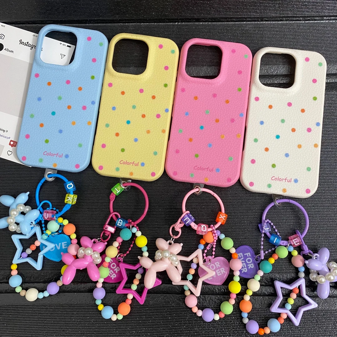 ins韩风波点小马星星挂件适用苹果1615/14手机壳华为荣耀OPPOVIVO