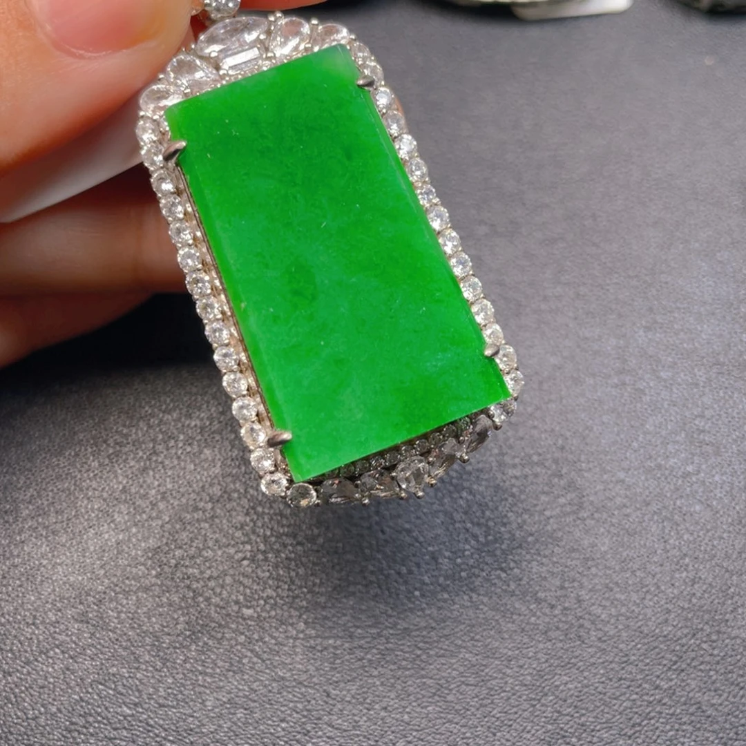 翡翠银S925镶嵌吊坠(不含链)