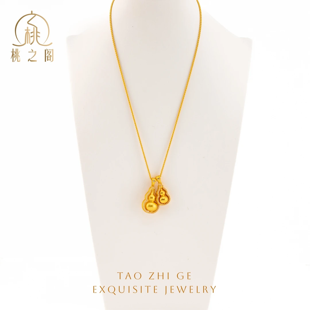铜合金吊坠 韦雪同款 双葫芦带钻吊坠锁骨链AG1153