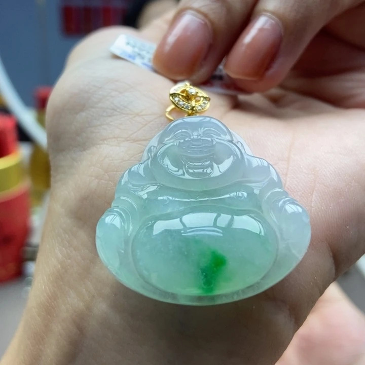 翡翠18K金镶嵌颈饰吊坠34