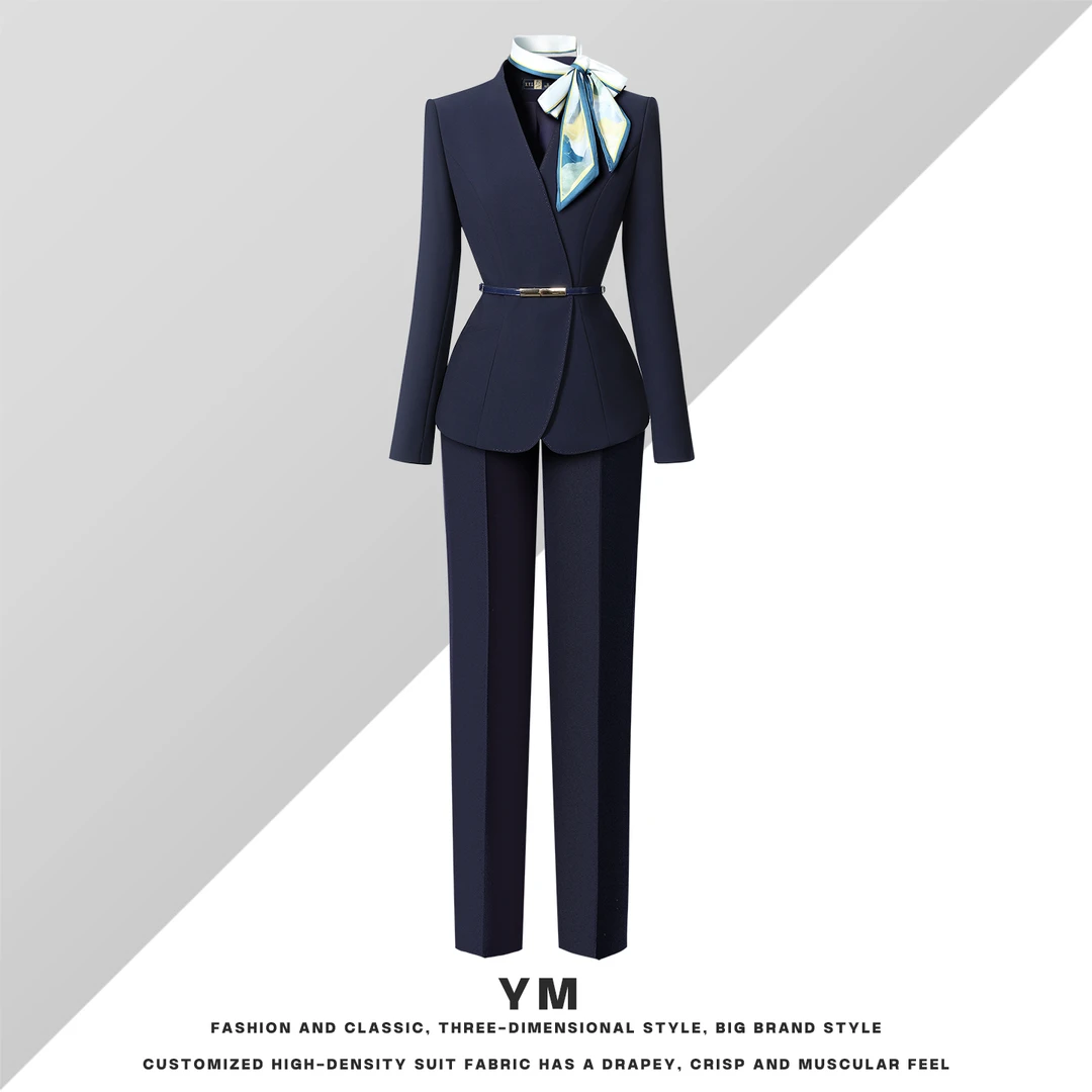 高级感职业西装套装女春秋长袖时尚修身商务面试美容师售楼部工装