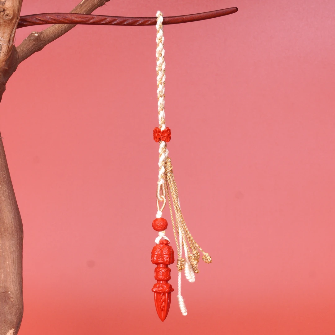 含辰砂工艺品朱砂包包挂件车挂定制降魔杵象神吴遂大将军