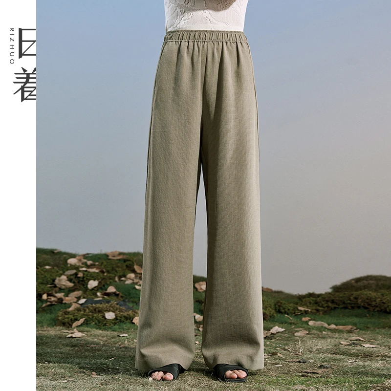 日着2025新款夏季宽松慵懒风轻薄阔腿垂坠感休闲裤子女Z252050K0