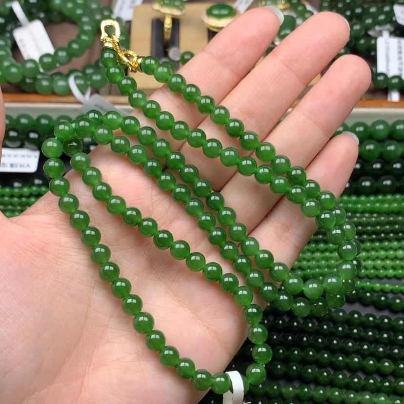 【闪购商品】颈饰未镶嵌和田玉（碧玉）6m辣绿无黑