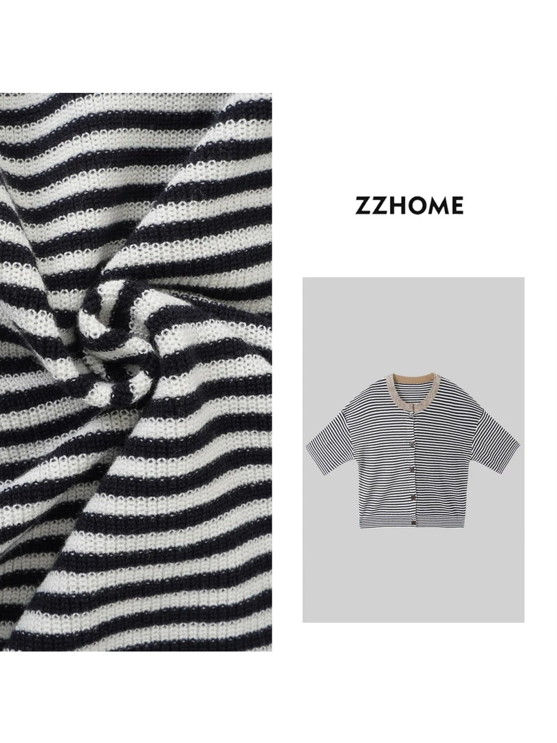 ZOZO HOME ｜条纹美学延伸线条珠片领开衫q170820p
