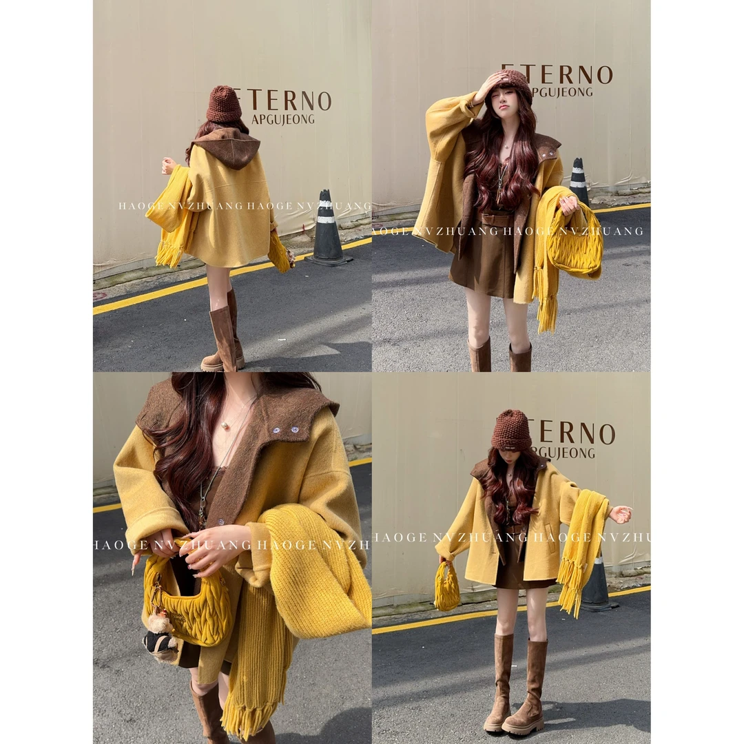 浩哥严选●栗栗奶咖HGQ5WT3023A外套+马甲预韩版秋冬宽松时尚洋气