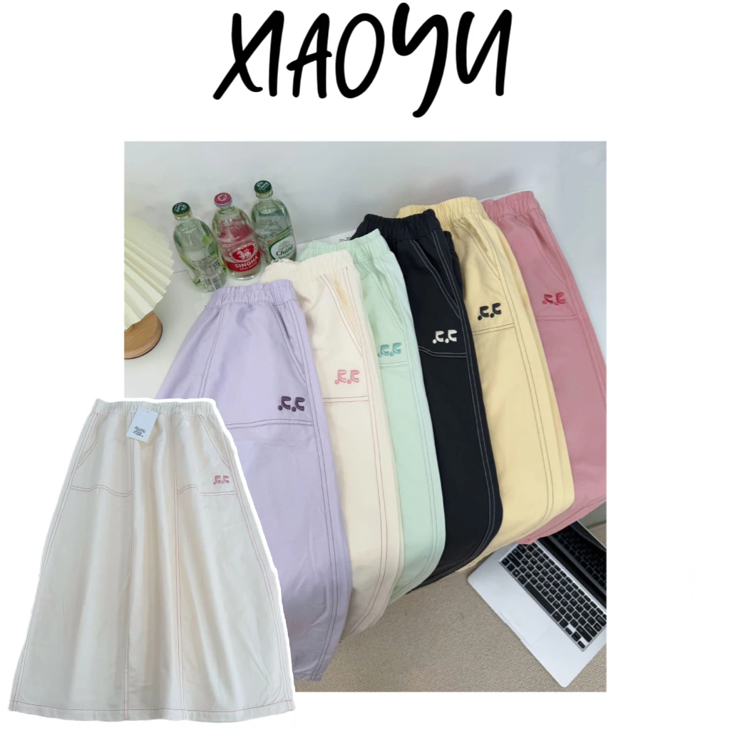 25150【逗号多巴胺半裙】S韩系双R逗号系列明线半裙显瘦遮肉A字半裙