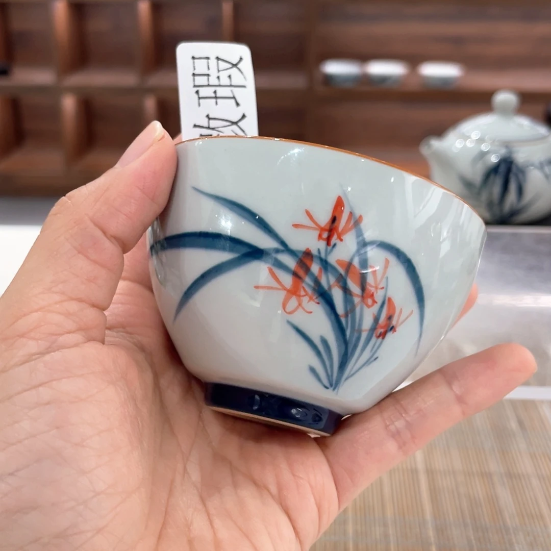 釉下手绘茶具微瑕