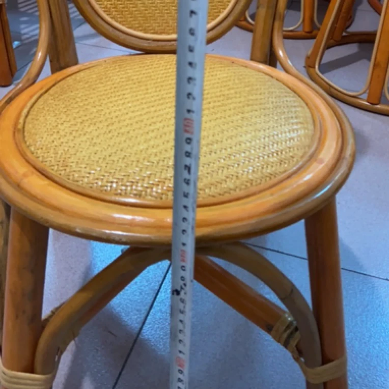 户外全藤编织休闲小餐椅坐高31x坐径34x69背高
