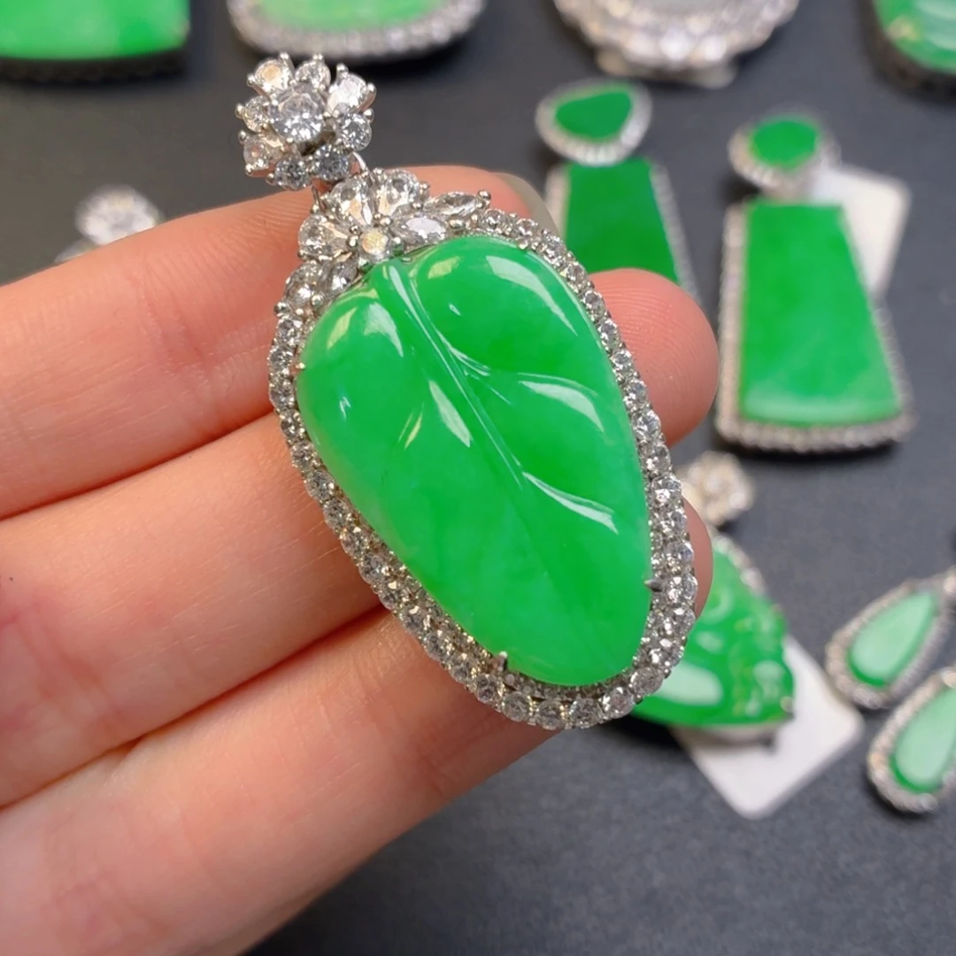 翡翠银S925镶嵌吊坠(不含链)