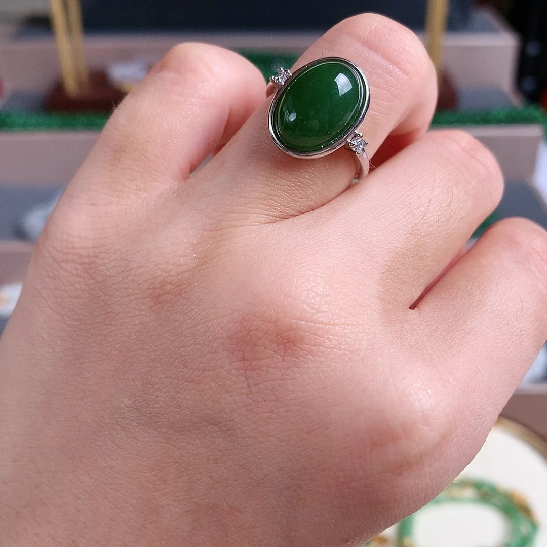 银S925镶嵌和田玉耳饰