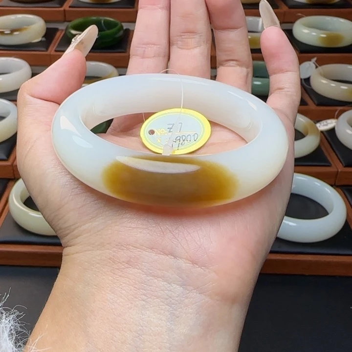 和田玉未镶嵌手镯金山枣红糖54.9