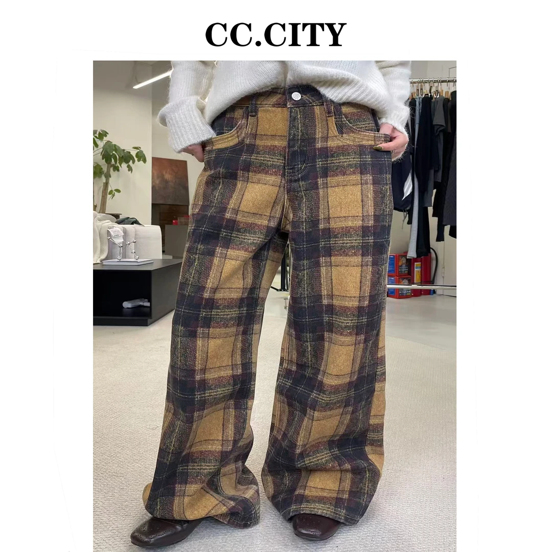 【蔡丽丽】时尚小众高级设计感显瘦复古直筒休闲裤Wm0181