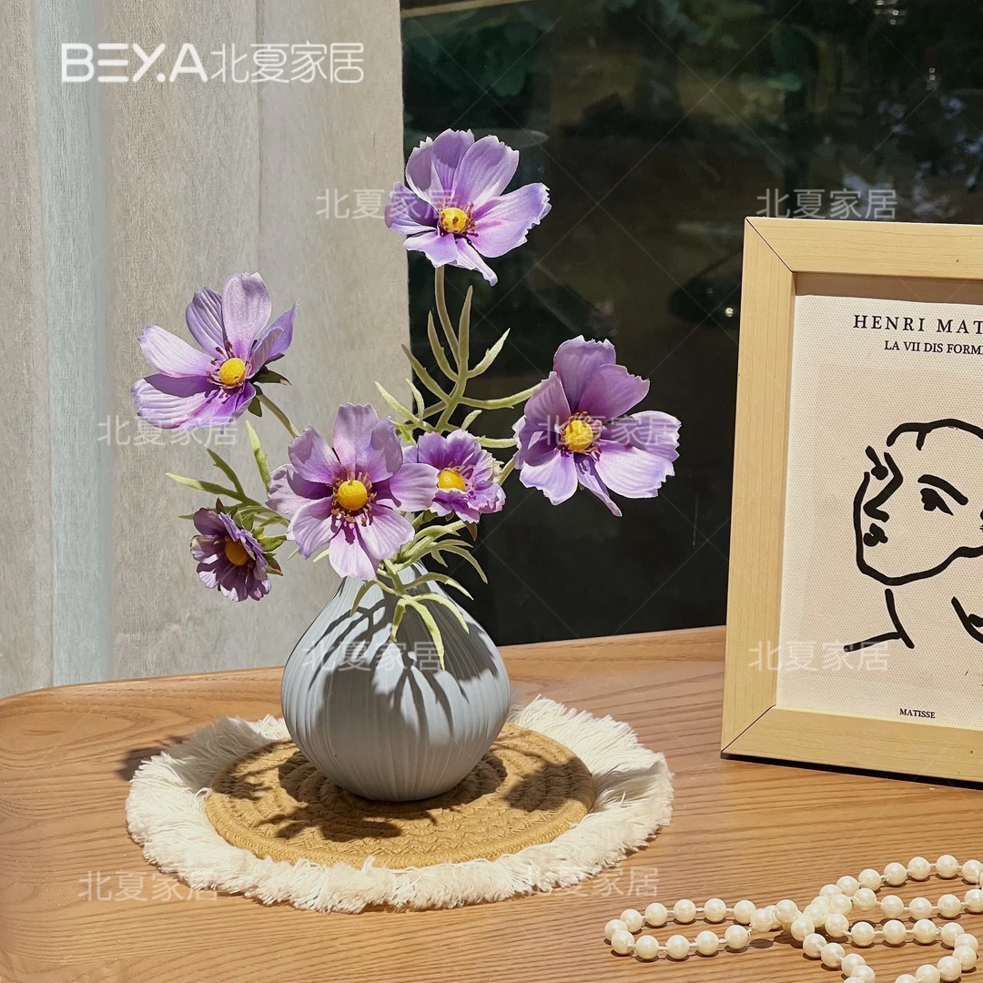 仿真花波斯菊假花格桑花小花束客厅家居装饰摆件花艺拍照道具