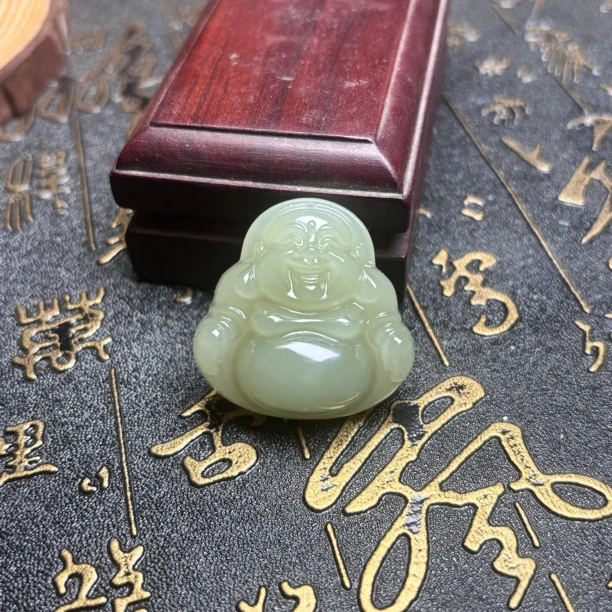 天然和田玉手工雕刻弥勒佛佛公35款女士毛衣坠