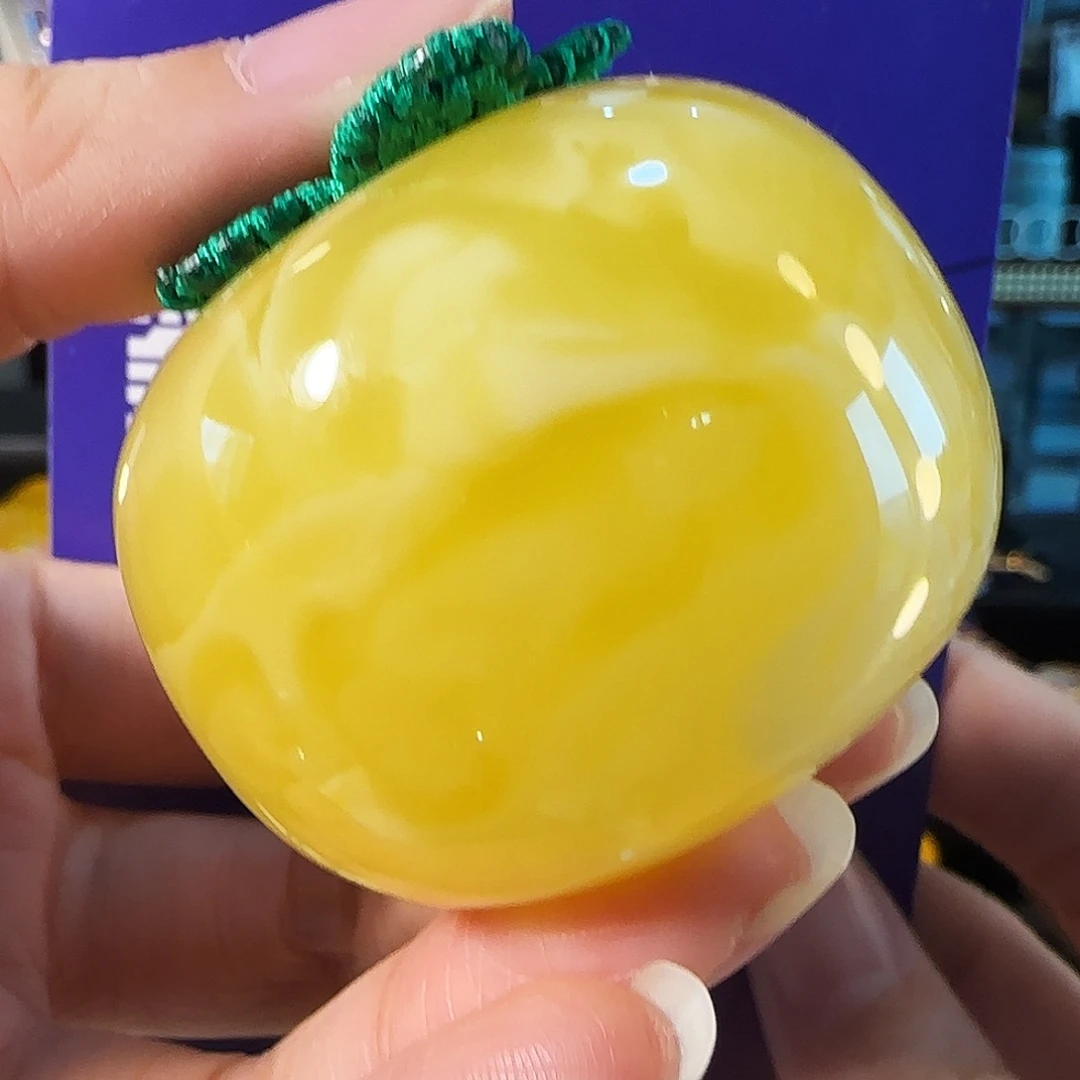 蜜蜡未镶嵌裸石焦皮料黄白花浓蜡妖柿柿如意