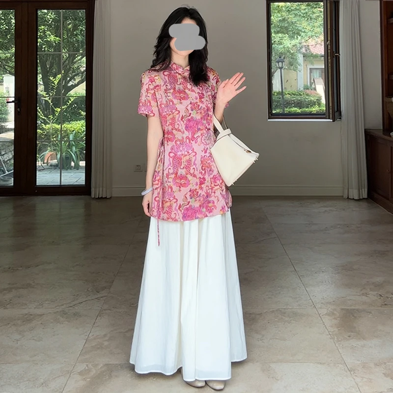 新中式国风阔腿裤套装女2025夏季新款气质名媛高端姐系贵感两件套