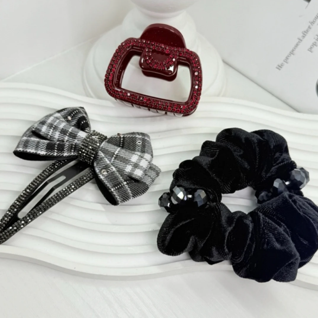 a501法式气质钻系发圈发夹抓夹发绳温柔优雅百搭ins韩版头饰