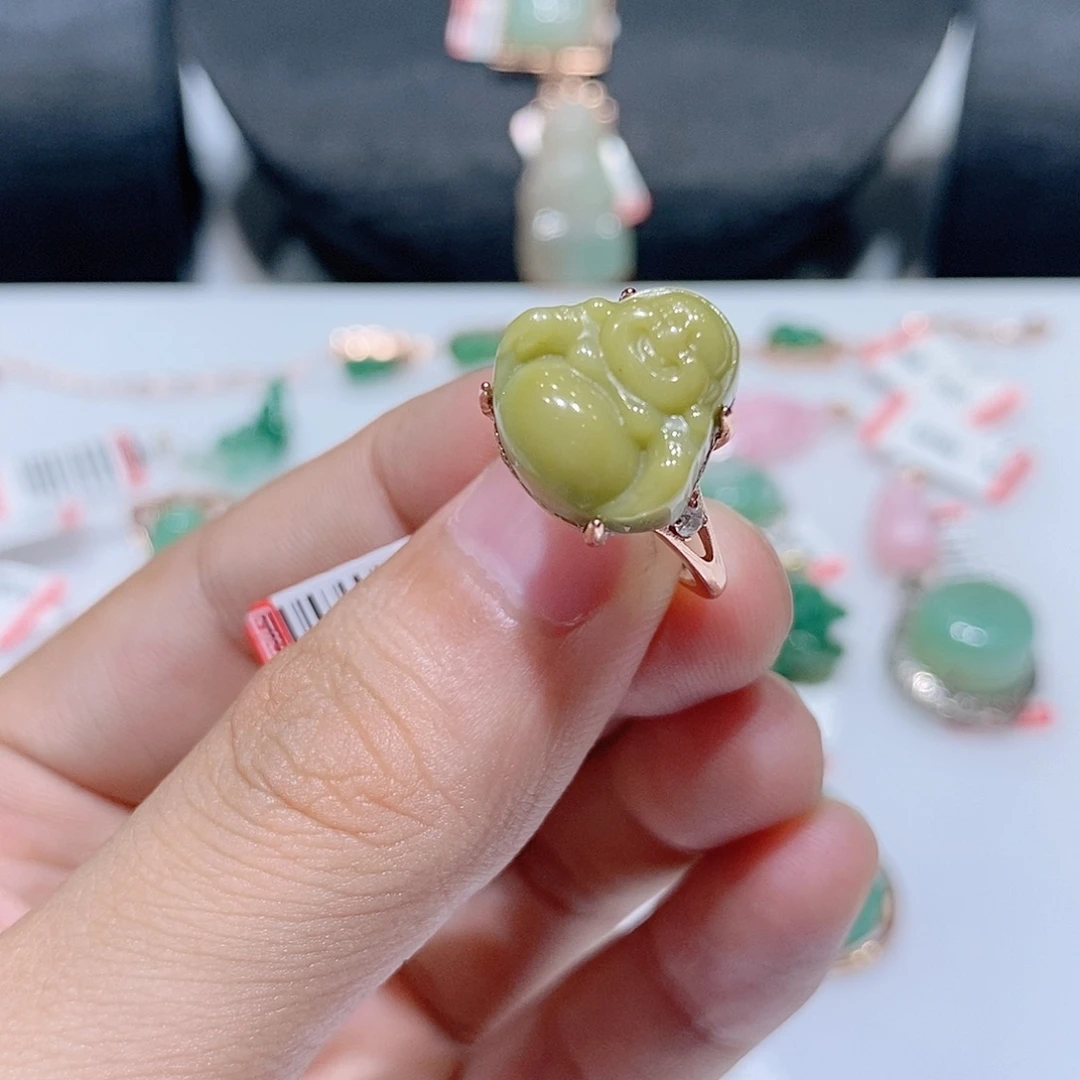 独山玉银S925镶嵌吊坠